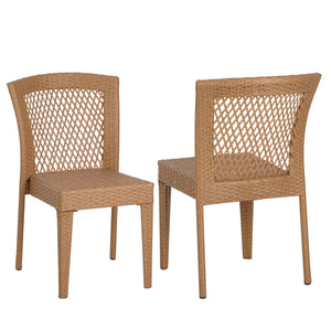 English Elm Christopher Knight Home® - FARLEY Rattan Stacking Sidechair Set of 2 — Durable 300 lb Capacity, Beige Woven Design, Easy Assembly Light Brown N762P234585A