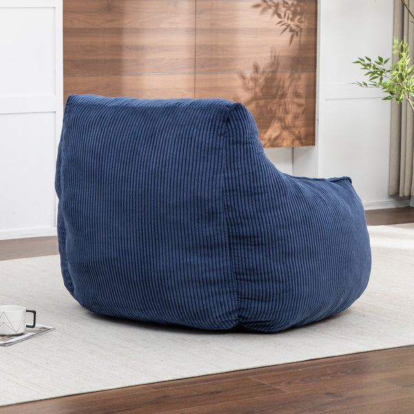 English Elm Giant Corduroy Bean Bag Sofa with Armrests Foam Filled Cozy Adult Lounge Chair Dark Blue W2200P442801