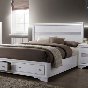 English Elm Contemporary White Panel Headboard King Bed With Storage Drawers - Stylish, Modern Bedroom Furniture B2741S00060
