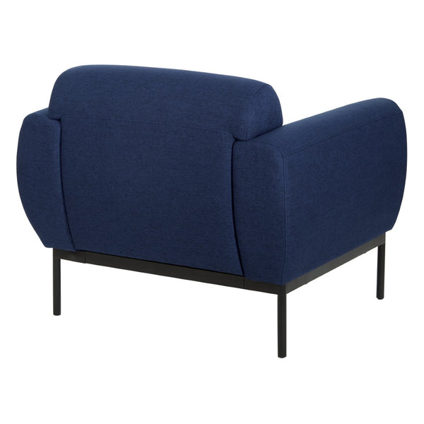 OSP Home Furnishings Delta Commercial Armchair with Sinuous Spring Seat and Black Metal Legs for Lobbies Armchair Navy DTL51-K062