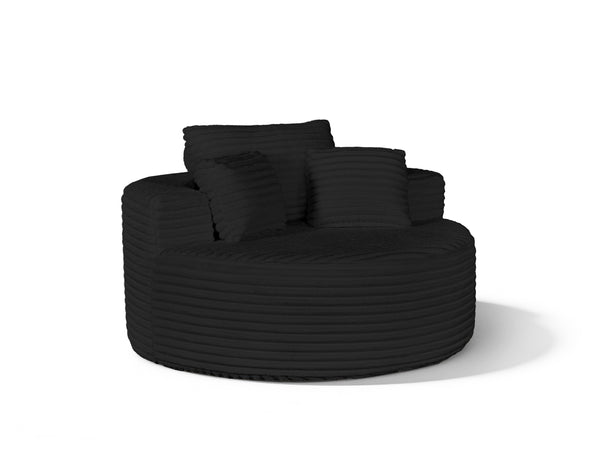 English Elm Round Modular Chenille Chaise Lounge Deep Seat Circular Sofa for Bedroom Living Room Black W5527P461610