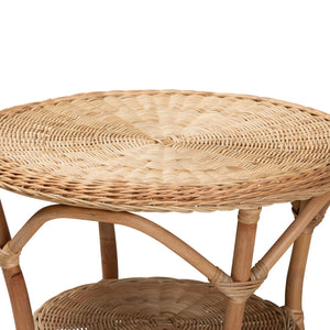 English Elm Modern Handcrafted Rattan Round Coffee Table Bohemian Artisan Living Room Accent B2750P470078