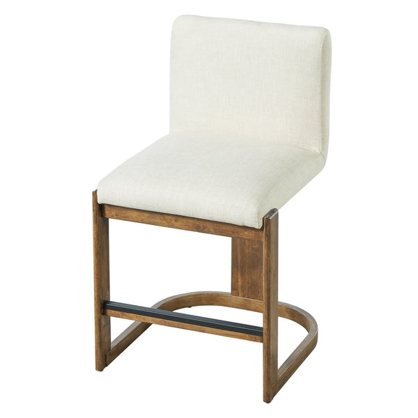 English Elm Modern Linen Upholstered Counter Stools Set of 2 with Rubberwood Legs for Kitchen Island Beige,Walnut N762P395711D