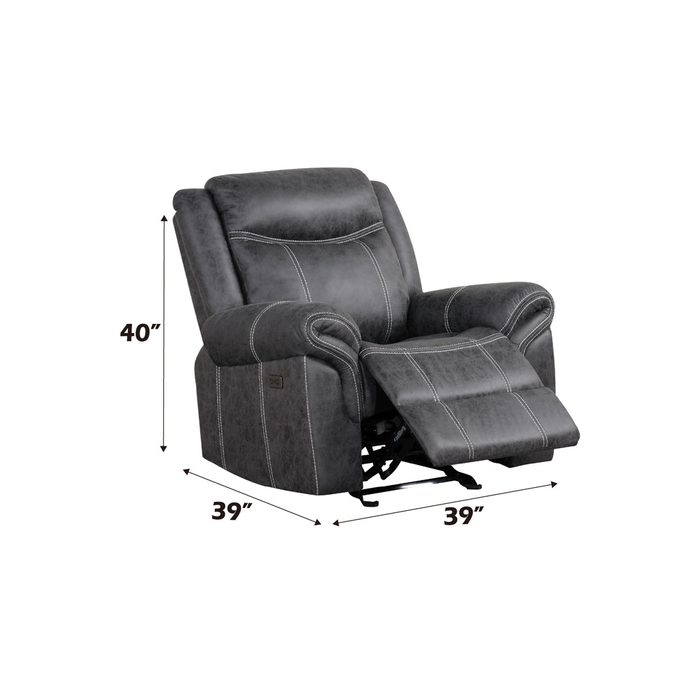 English Elm Zubaida Dark Gray Microfiber Power Motion Glider Recliner with USB, Pocket Coil Seat, 138° Recline B2726P283803