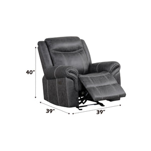 English Elm Zubaida Dark Gray Microfiber Power Motion Glider Recliner with USB, Pocket Coil Seat, 138° Recline B2726P283803