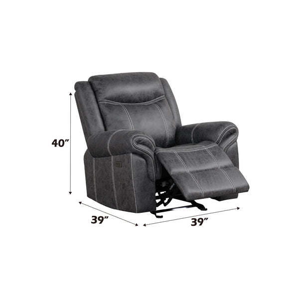 English Elm Zubaida Dark Gray Microfiber Power Motion Glider Recliner with USB, Pocket Coil Seat, 138° Recline B2726P283803