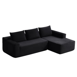 English Elm 104" Corduroy Modular Sectional Sofa with Chaise Side Pockets Ready for Living Rooms W3975S00048