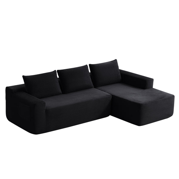 English Elm 104" Corduroy Modular Sectional Sofa with Chaise Side Pockets Ready for Living Rooms W3975S00048
