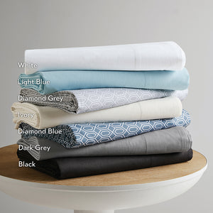 JLA Home 510 Design - 100% Cotton breathable sheet set — OEKO-TEX certified, soft durable weave for year‑round cozy sleep Black AM20-0364