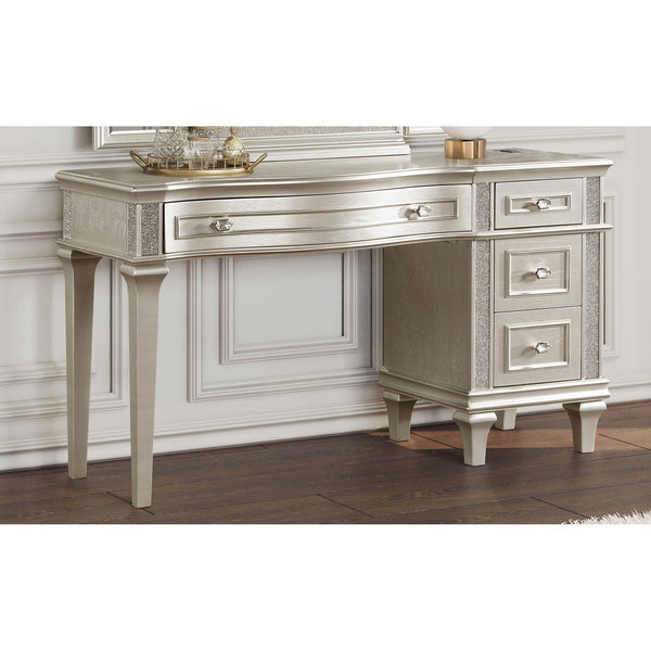 English Elm Colwood Four Drawer Glam Vanity Desk with Crystal Knobs and Built in Usb Charging B062S01490