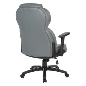 OSP Home Furnishings Exec Bonded Leather High Back Office Chair with Lumbar Support and Ergonomic Tilt Grey EC91150-EC42