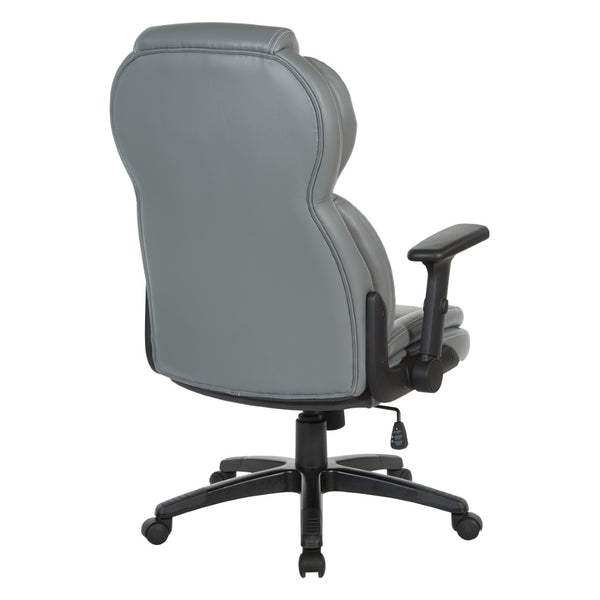 OSP Home Furnishings Exec Bonded Leather High Back Office Chair with Lumbar Support and Ergonomic Tilt Grey EC91150-EC42