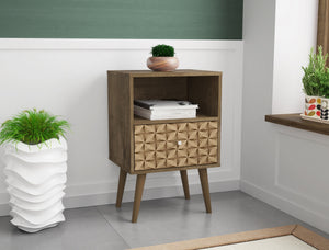 English Elm Liberty 18" Nightstand - Rustic Brown & Natural, Stylish Storage With 1 Drawer & Open Cubby Space B365P398505