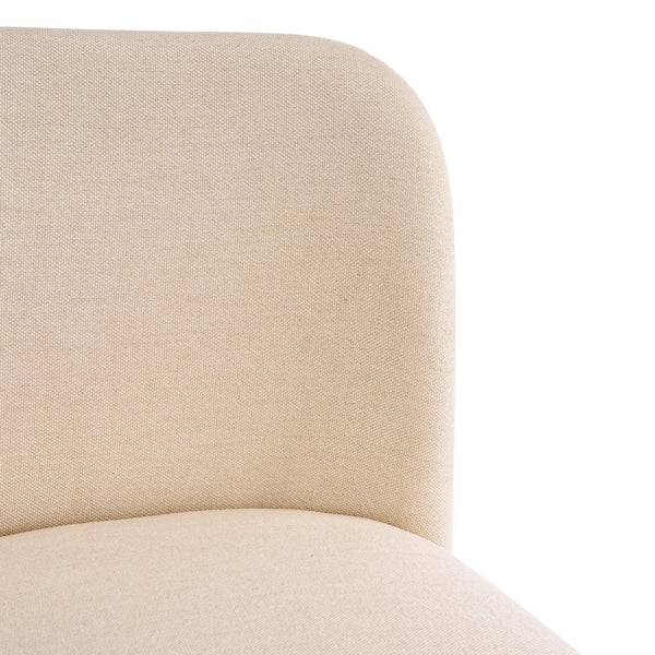 English Elm Lois Rubberwood Counter Stools Set of 2 Beige Upholstered Seats Walnut Frame N775P369557D