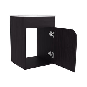 English Elm FM Floating Bathroom Vanity with Integrated Sink and Soft-Close Cabinet for Sleek Modern Storage Wenge 26 L x 19 W x 11 H B128P335852