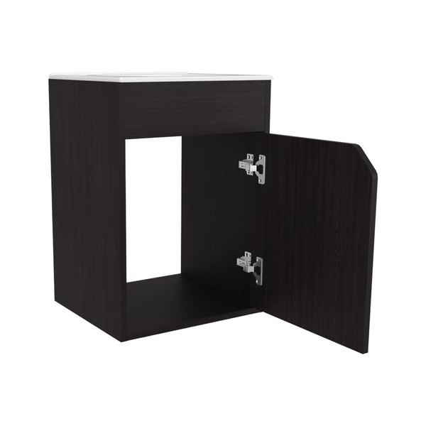English Elm FM Floating Bathroom Vanity with Integrated Sink and Soft-Close Cabinet for Sleek Modern Storage Wenge 26 L x 19 W x 11 H B128P335852