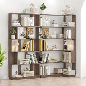 English Elm 90 Cm Modular Corner Bookcase Set of 2 Flexible Display Shelving for Home Office W2899S00014