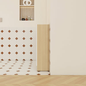 English Elm 16" Slim Wall Mounted Bathroom Cabinet Plywood Open Shelves Scandinavian Storage W3450P440622
