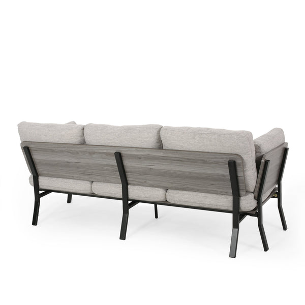 English Elm Christopher Knight Home® - 3-SEATER Mid-Century Sofa Light Grey Fabric with Pillow Cushions, Faux Wood Frame & Angled Legs 67505.00GRYLGRY