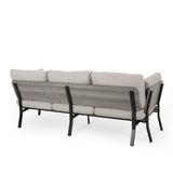 Christopher Knight Home® - Noble House - Carvel Mid-Century Modern 3 Seater Wood Frame Sofa, Light Gray, Gray, and Black