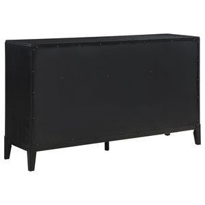 English Elm Black Fluted California King Bedroom Set with Wire-brushed Finish and Golden Hardware B062S01839