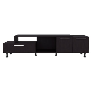 English Elm Athol Two-Tier 69" TV Stand Black Wengue — Holds Up to 75", Cable Management, Pull-Down & Concealed Storage B200P286968