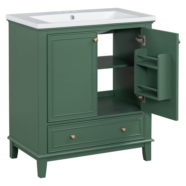 English Elm 30" Stylish Dark Green Bathroom Vanity With Sink Combo, Durable Mdf, Modern Design & Storage Solution SY999606AAF-6