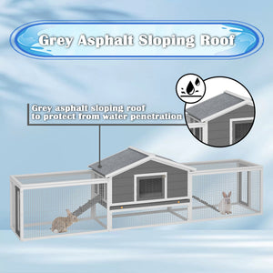 English Elm 2-story Solid Pine Outdoor Rabbit Hutch with Waterproof Roof Run Area and Ramps W1850P264855