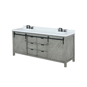 English Elm Ash Grey Double Bath Vanity With Cultured Marble Top, Soft-Close Drawers & Matte Black Faucet Set B2731P260177