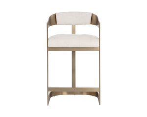 Sunpan BEAUMONT Counter Stool - Antique Brass Base, Rhea Light Barley Upholstery for Stylish Comfort 112400
