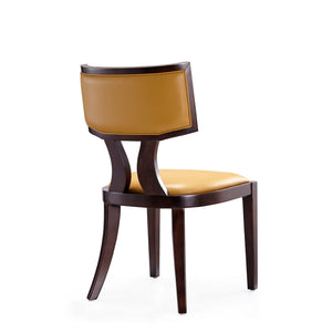English Elm Dining Chairs Set of 2 Klismos Faux Leather Walnut Beech Frame Tailored Seating B365P415821