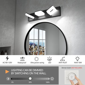 English Elm Led Modern Bathroom Vanity Light Fixture – 3-Light Matte Black With Dimmable Cool White Illumination W2312P374938