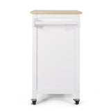 Christopher Knight Home® - Noble House - Maynard Contemporary Glass Paneled Kitchen Cart, Natural and White