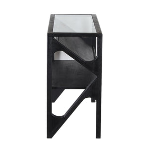 Porter Designs Porter Canberra Console Table - Solid Black Mango Wood With Glass Top, Stylish Modern Design Black Wood 05-108-10-9487