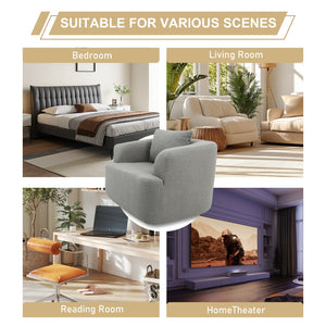 English Elm 360° 360 Swivel Teddy Velvet Accent Chair Plush Cocoon Seat for Living Room or Bedroom Light Gray W5385P433242