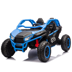 English Elm 24v Two Seater Kids Utv with Parental Remote Dual Motors Four Wheel Suspension Led Blue W1578P198432