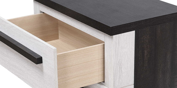 English Elm 1pc Six Drawer Dresser with Urban Gray Finish, Spacious Wooden Bedroom Storage, Durable Craftsmanship Cream,Ebony 63.98 L x 20.12 W x 39.53 H B2741P354530