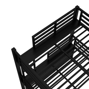 English Elm Full/Full Xl Metal Triple Bunk Bed With Safety Guardrails, Noise-Reduced Design, Black - Perfect For Space-Saving Solutions! W1580S00174