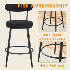 English Elm Fashionable Ergonomic Bar Chairs Set of Two with Breathable Fabric, Curved Back, Cushioned Comfort Black W1151P279689