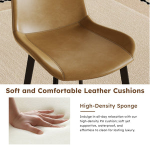 English Elm Modern PU Leather Dining Chairs with Carbon Steel Legs, Water‑Resistant, Stain‑Proof, 4-Pack for Home Brown W2699P338887