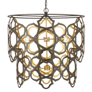 Mauresque Captivating Bronze & Gold Chandelier with Elegant Floral Design for Contemporary Spaces