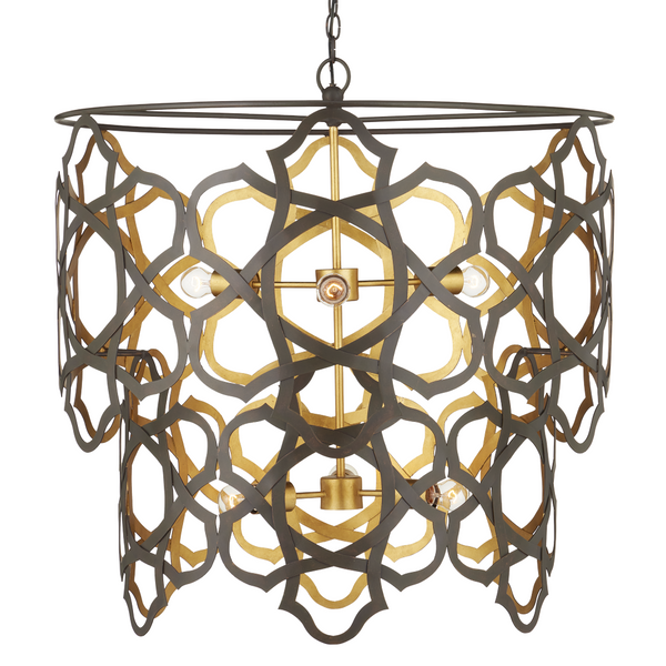 Mauresque Captivating Bronze & Gold Chandelier with Elegant Floral Design for Contemporary Spaces