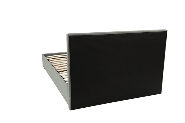 English Elm Modern Grey Polyfiber Full Size Bed Tufted Headboard with Under-Bed Storage Drawer, Simple Assembly B011S02006