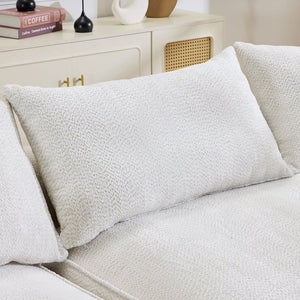English Elm 124.5-inch Curved Chenille Sectional Sofa with Pillows Deep Seat Living Room Couch White W3612S00026