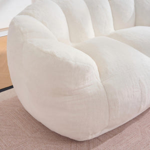 English Elm Oversized Bean Bag Loveseat Fluffy Floor Sofa for Lounging and Reading in Any Room Beige W3523P450056