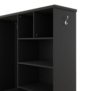 English Elm Multi-functional Entryway Hall Tree with Hooks Bench Drawer Cabinet in Matte Black W1307S00034