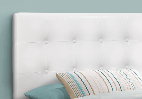 English Elm Bed, Transitional Twin Headboard In White Faux Leather - Elegant Button-Tufted Design For Bedrooms B2710P219553