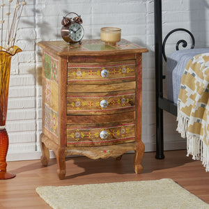 Christopher Knight Home® - Noble House - Ailey Handcrafted Boho Mango Wood 3 Drawer Nightstand