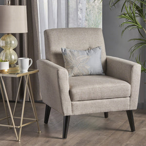English Elm Christopher Knight Home® - CLUB Vintage-Inspired Fabric Club Chair with Nailhead Trim & Scroll Arms, Birch Legs, Contemporary Comfort Beige 31.5 L x 27.75 W x 18.5 H 60848.00BEI