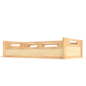 English Elm Twin Low Profile Floor Bed with Guardrails Pine Wood Frame Minimalist Bedroom Natural W1580P438791